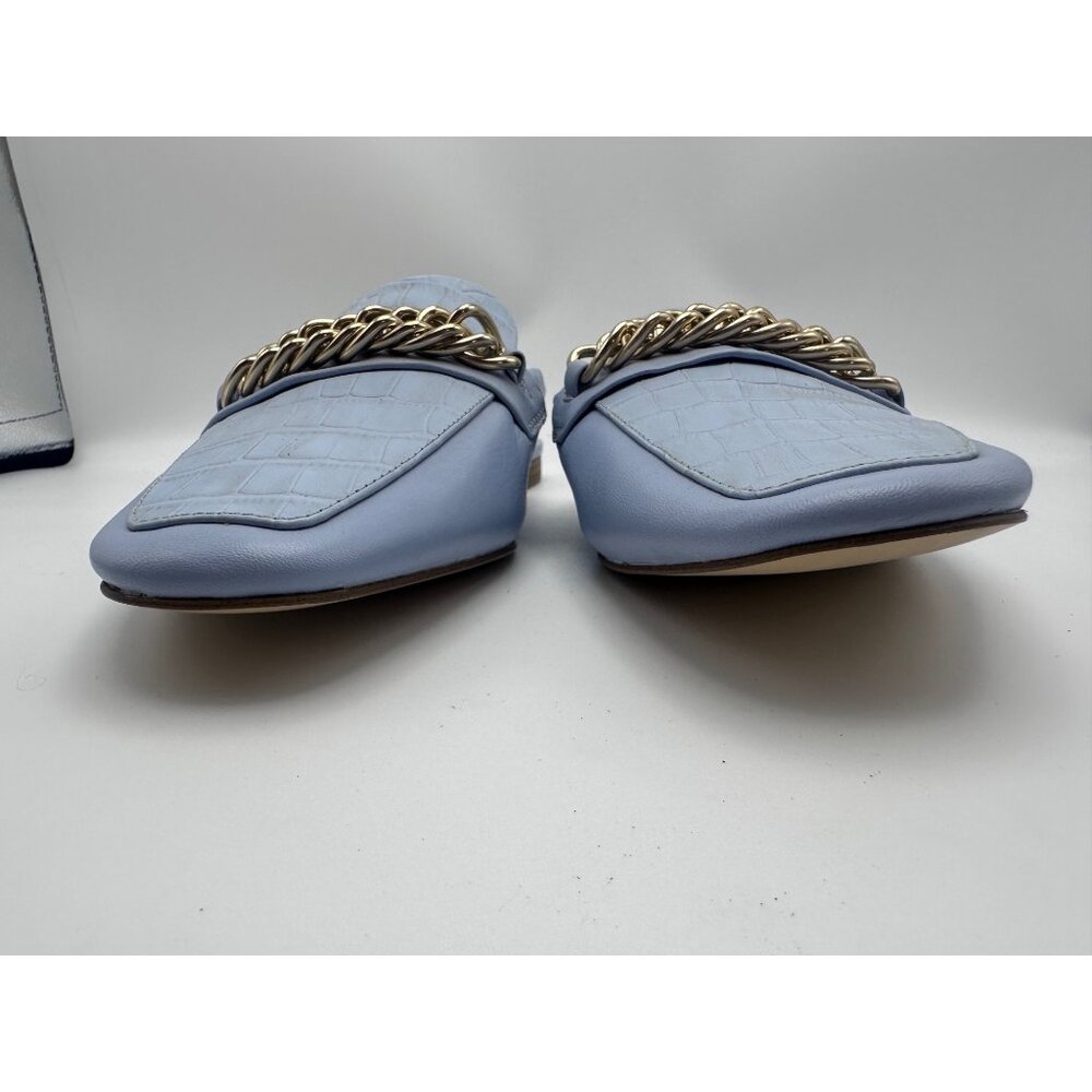 Gianni Bini Sz 10M Womens  Shoes Blue Croc-Embossed Leather Slip-On Mules Casual - Picture 8 of 9